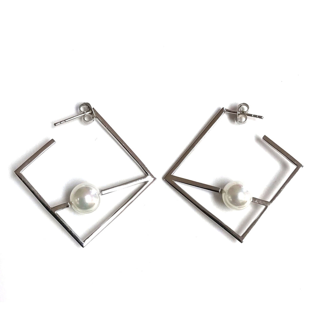 earrings silver pearl