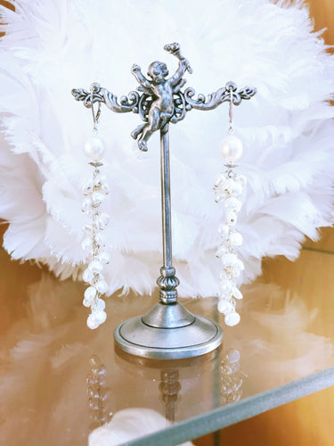 earrings french hook silver pearl