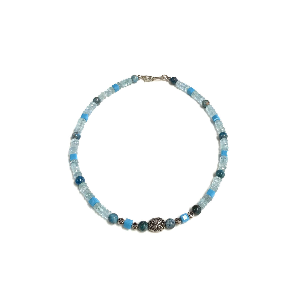 Aquamarine, Swarovski Crystal and Blue Apatite Necklace!