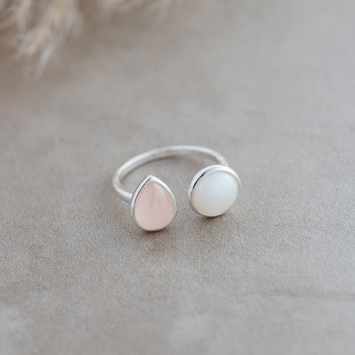 Duet Ring With Rose Quartz & Moonstone!  **BEST SELLER**