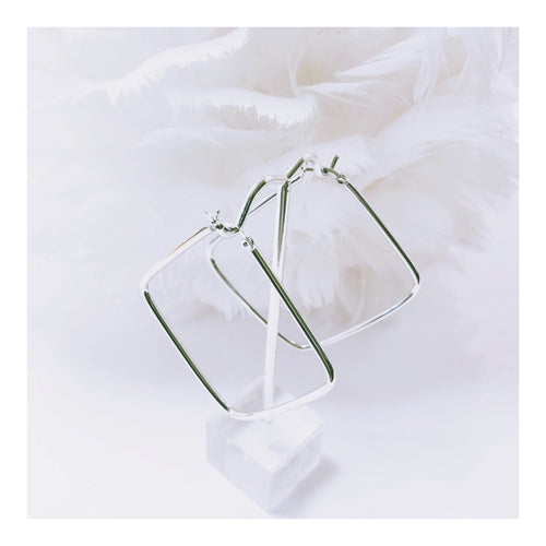 earrings hoops square silver