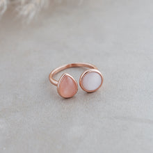 Duet Ring In Rose Gold With Rose Quartz & Moonstone!  **BEST SELLER**