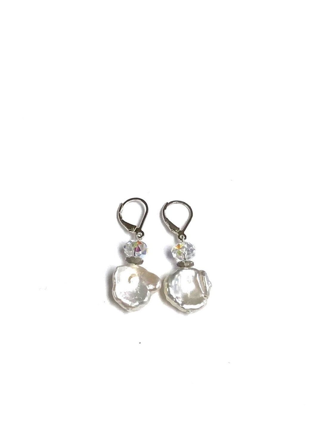earrings french hook silver pearl