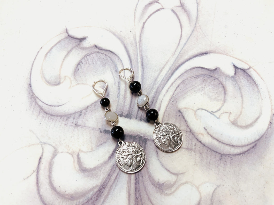 Moonstone & Black Onyx Earrings!