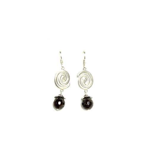 earrings french hook silver garnet