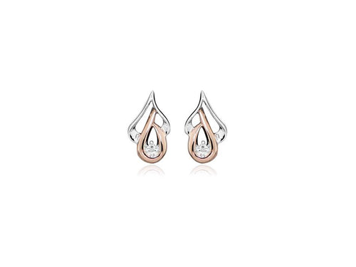 Studs earrings rose gold cubic zirconia sterling silver