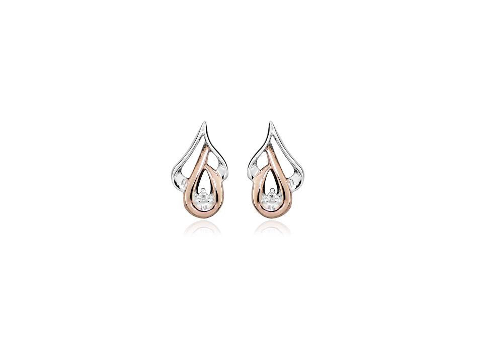 Studs earrings rose gold cubic zirconia sterling silver