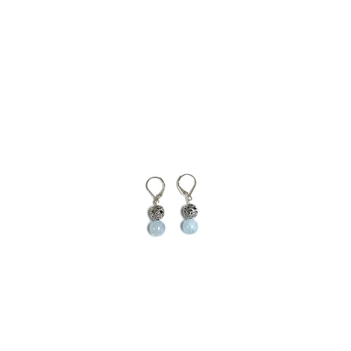 earrings french hook silver drop aquamarine