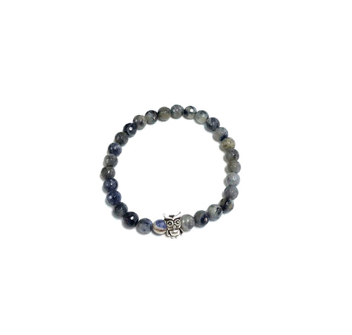 Denim Blue Jasper with Sterling Silver Owl Bracelet!