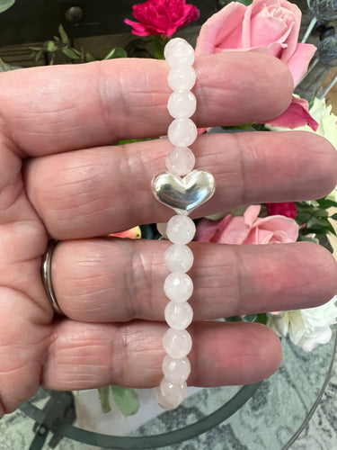 Funky Heart & Rose Quartz Bracelet!